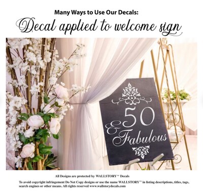 Birthday Party 40 or 50 and Fabulous Damask Dance Floor Decal - Personalized Custom Customized Party Decor Decals 50th birthday decorations - image2